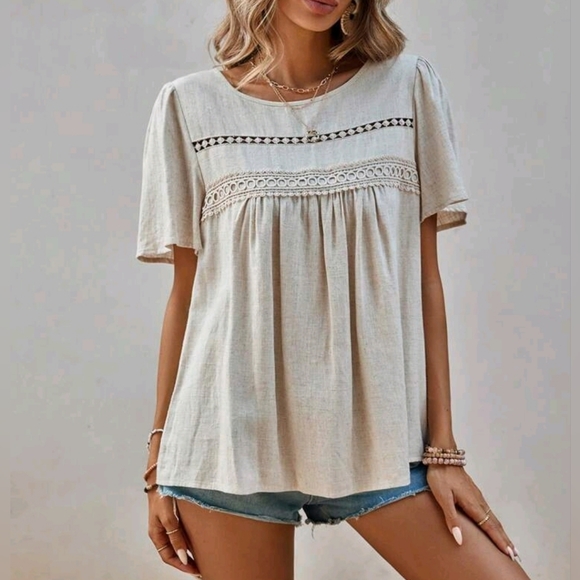 Corinna Babydoll Top - Beige